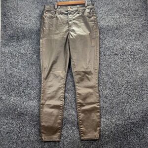Gap True Skinny Mid Rise Metallic Bronze Coated Jeans Womens‎ 30 10 Tall Stretch